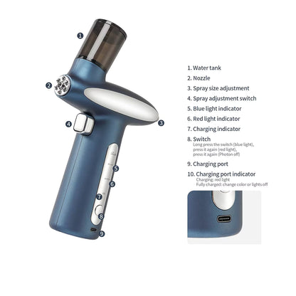 HydroGlow LED Light Oxygen Injection Nano Airbrush